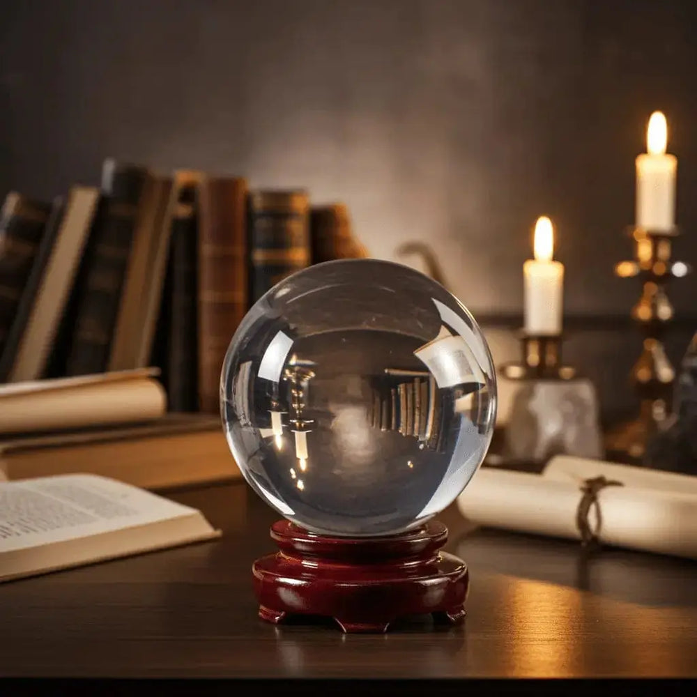 15cm Crystal Ball | High Definition Wooden Stand Orb Something Different Ziya Blue