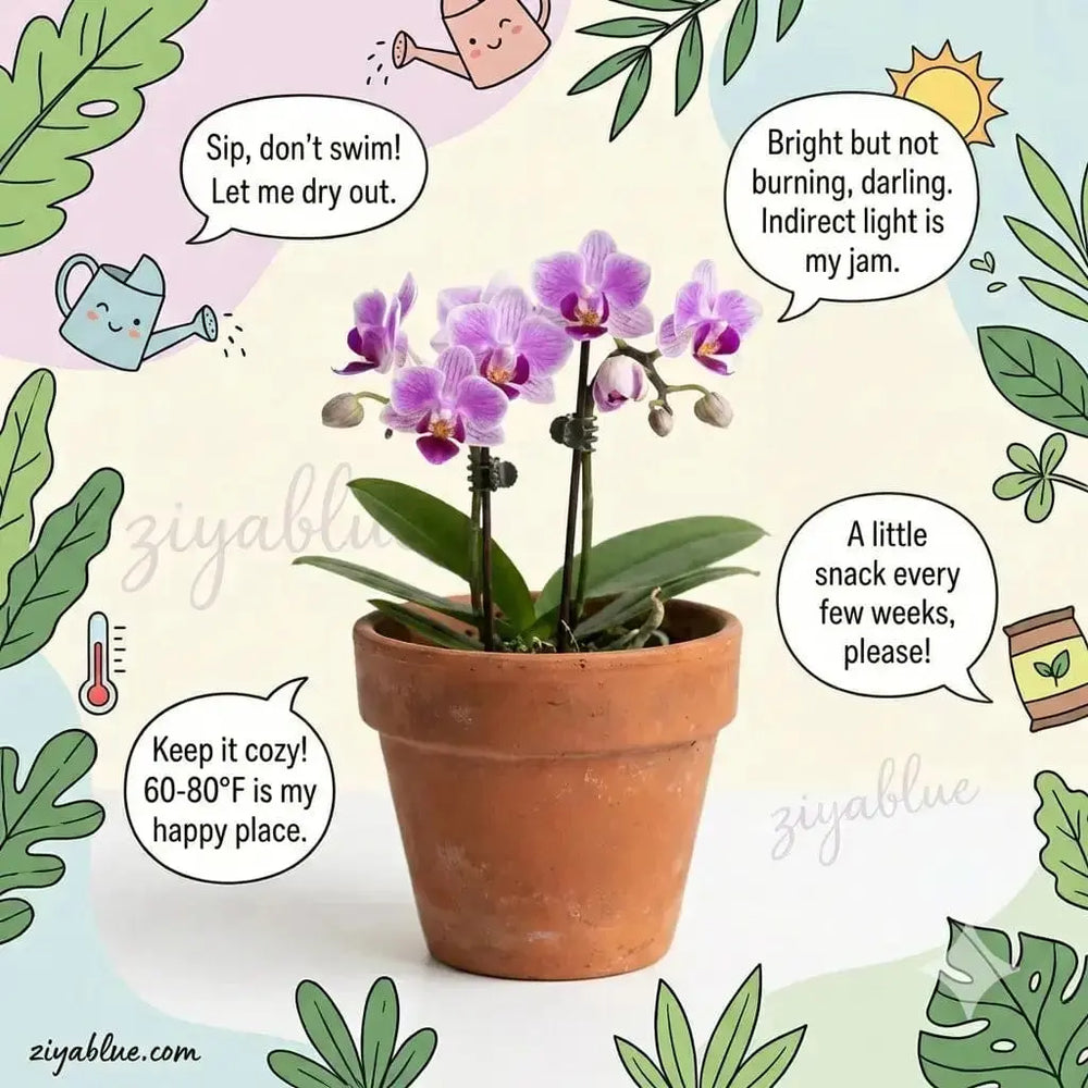 2.5" Mini Phalaenopsis Orchid | Potted in Classic Clay | Petite Moth Orchid Northland Floral Ziya Blue