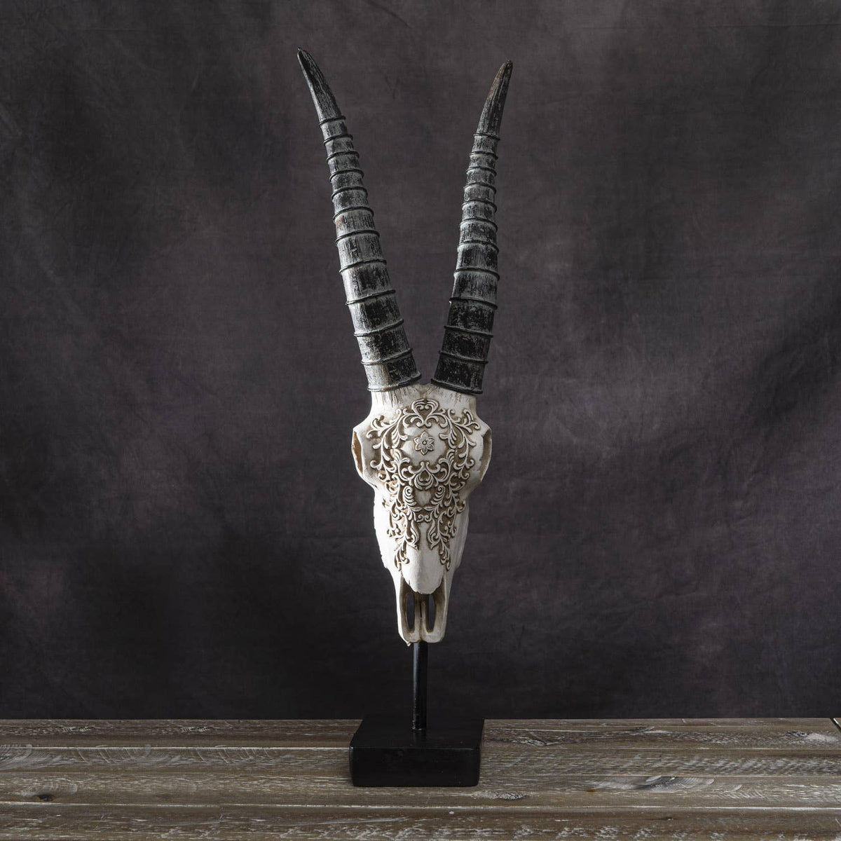 Carved African Gemsbok Decorative Skull