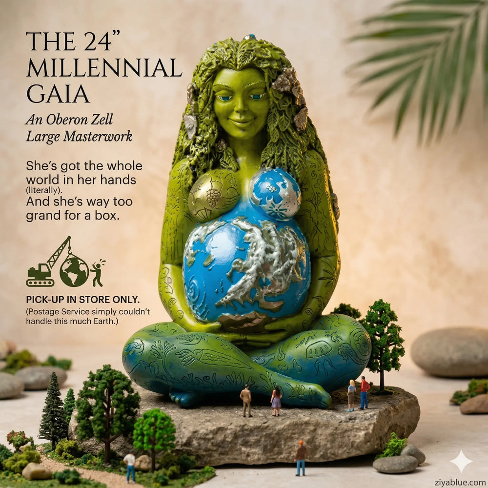 24 inch Millennial Gaia Statue | Oberon Zell Large Mother Earth  Ziya Blue