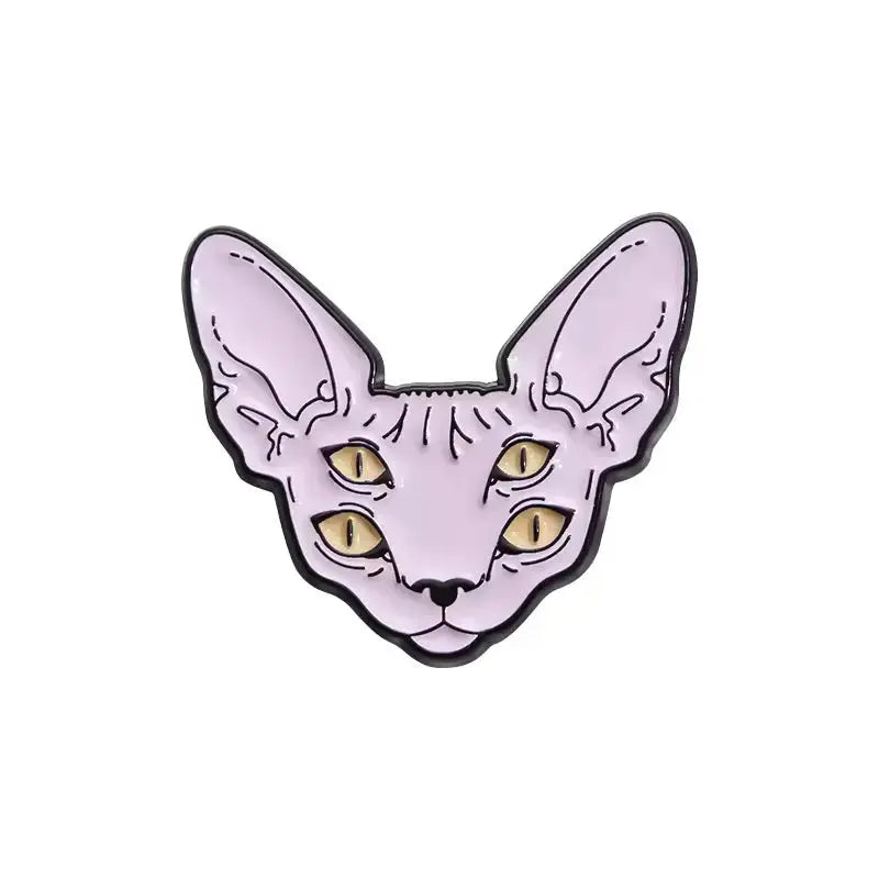 4-Eyed Cat Pin: Gothic Sphynx Enamel Badge Ziya Blue Ziya Blue