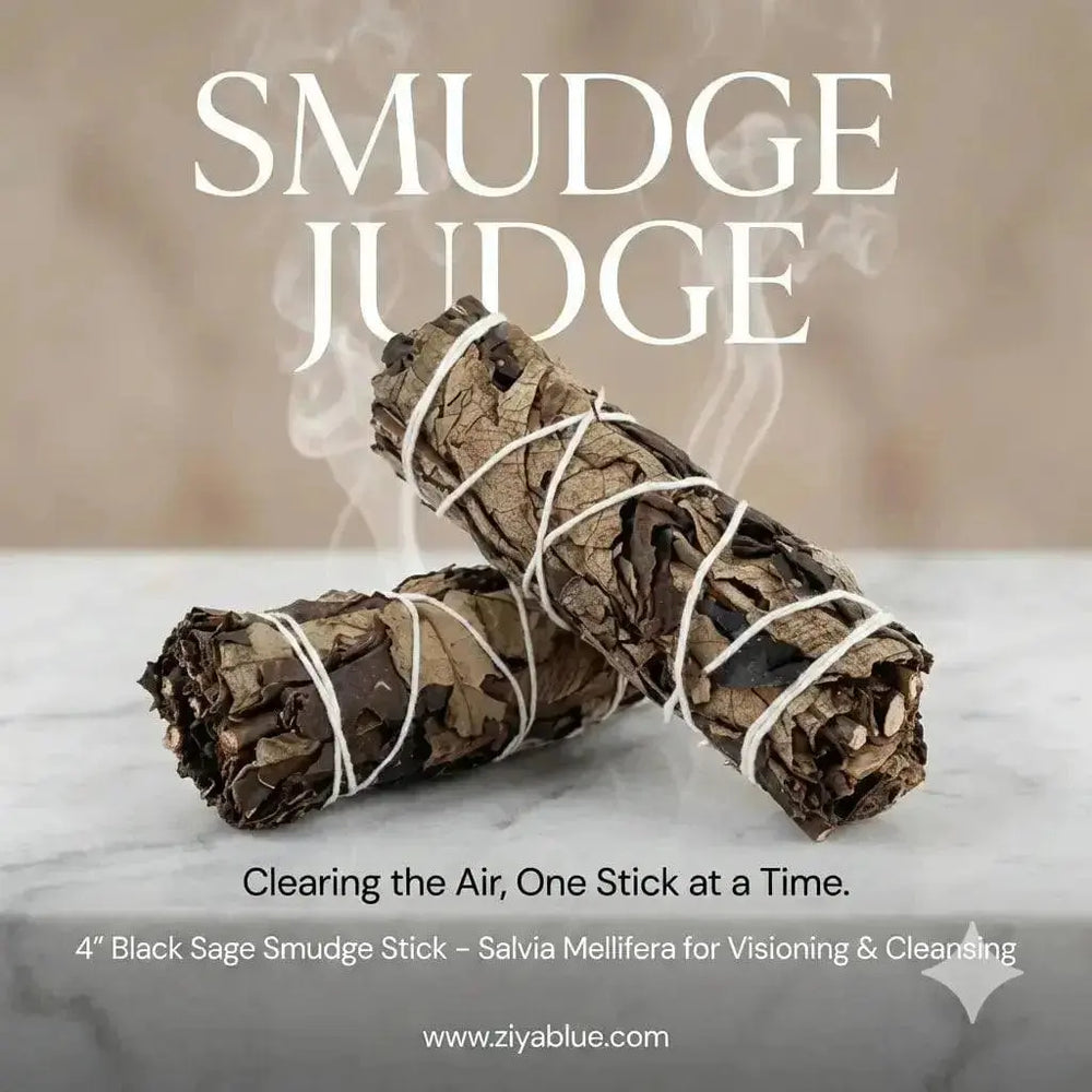 4" Salvia Mellifera Black Sage Smudge Stick Faire Ziya Blue