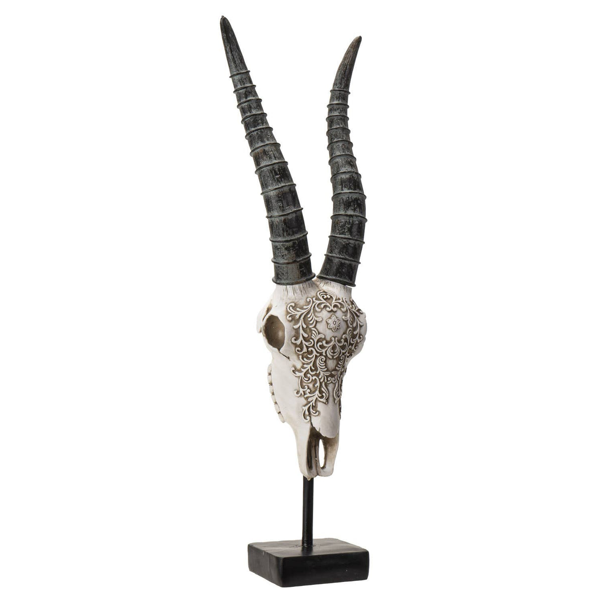 Carved African Gemsbok Decorative Skull