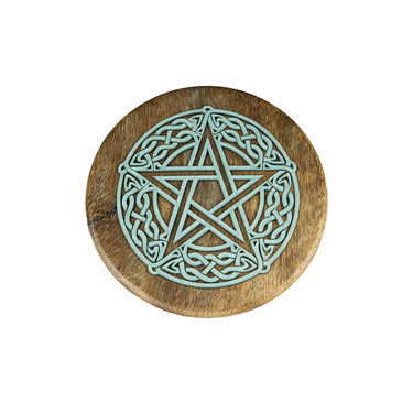 Wooden Altar Stool - Celtic Pentacle (6x4")