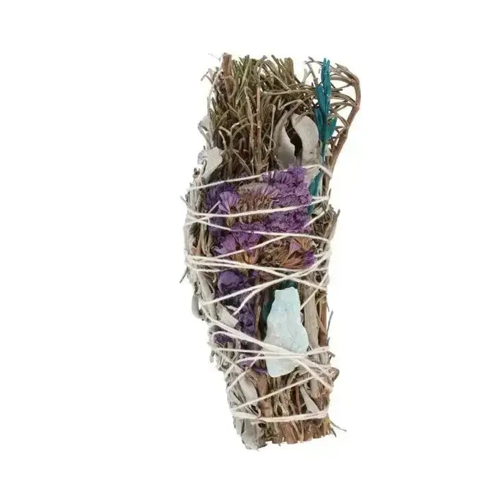 6" Ritual Wand Smudge Stick/ Rosemary/ Sage, and Aventurine Something Different Ziya Blue