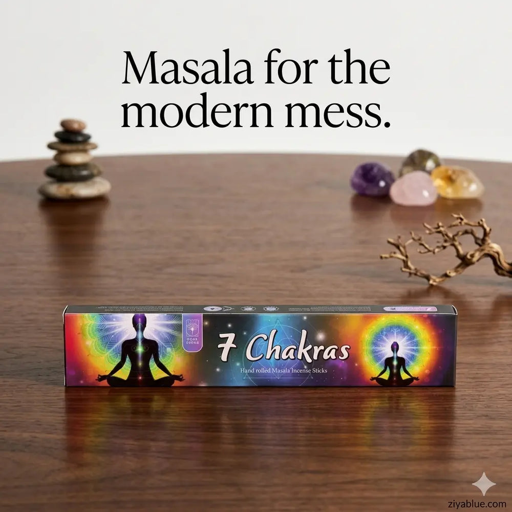7 Chakras Masala Incense Sticks (12-Pack)  Ziya Blue