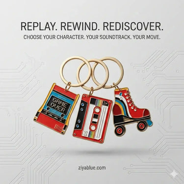 80s Keychain | Retro Enamel Synth-Pop Accessories Something Different Ziya Blue