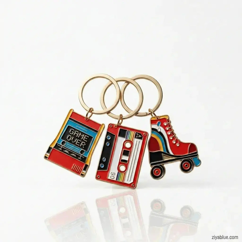 80s Keychain | Retro Enamel Synth-Pop Accessories Something Different Ziya Blue