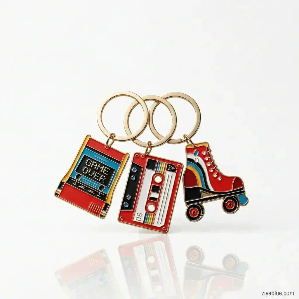 80s Keychain | Retro Enamel Synth-Pop Accessories Something Different Ziya Blue