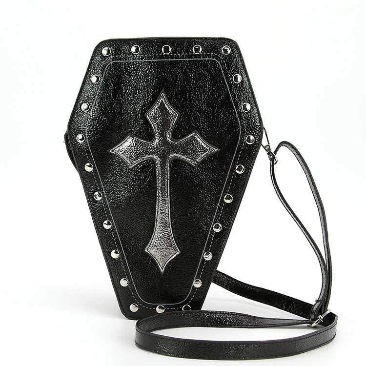 Metallic Cross Coffin Bag in Vinyl | Gothic Handbags
