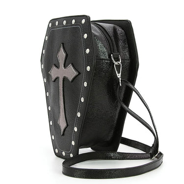 Metallic Cross Coffin Bag in Vinyl | Gothic Handbags