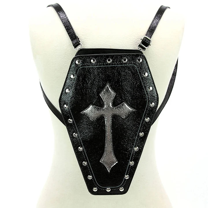 Metallic Cross Coffin Bag in Vinyl | Gothic Handbags