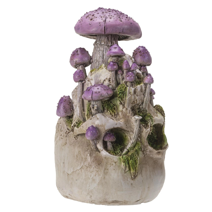 Skull with Purple Mushrooms (Small): Where Gothic Mystique Meets Enchanted Forest Magic