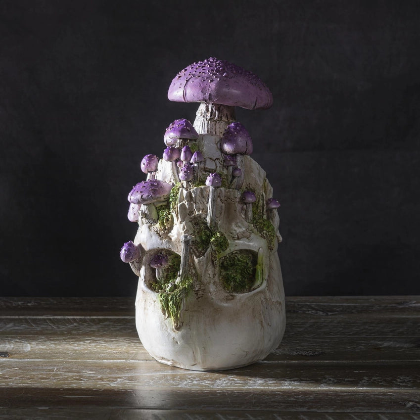 Skull with Purple Mushrooms (Small): Where Gothic Mystique Meets Enchanted Forest Magic