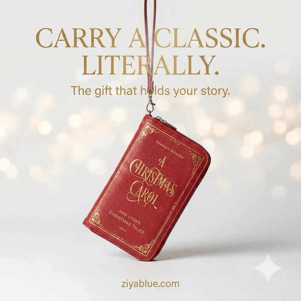 A Christmas Carol Book Wallet | Festive Literary Wristlet Purse COMECO INC Ziya Blue