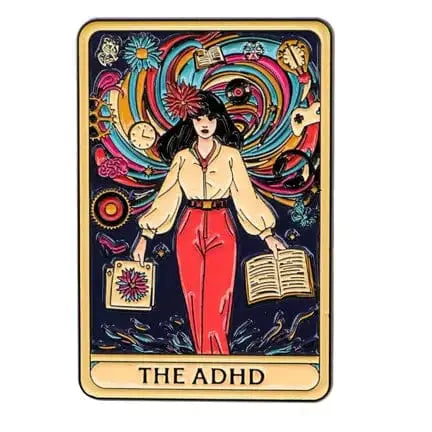 ADHD Enamel Pin | Witty Tarot Card Neurodiversity Badge Ziya Blue Ziya Blue
