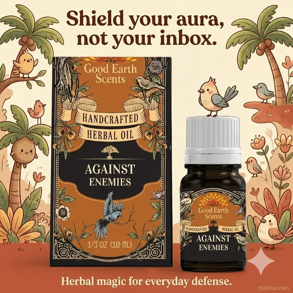 Against Enemies Herbal Oil: Your Personal Bodyguard Designs by Deekay Inc. Ziya Blue