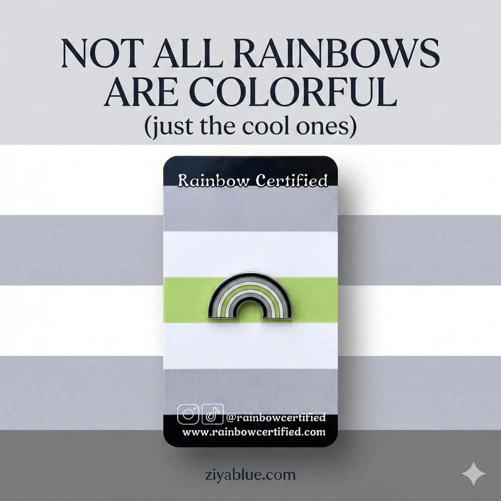 Agender Pride Pin: Rainbow Enamel Badge Rainbow Certified Ziya Blue