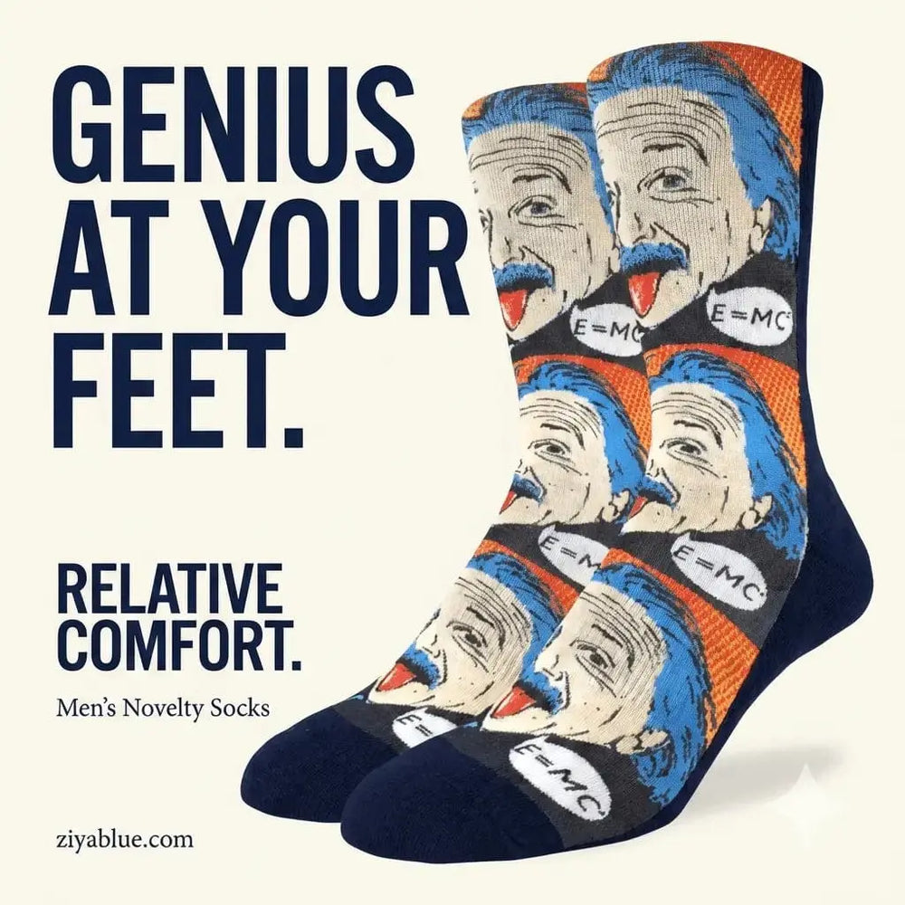 Albert Einstein Pop Art Socks: A Genius Move Good Luck Sock Ziya Blue