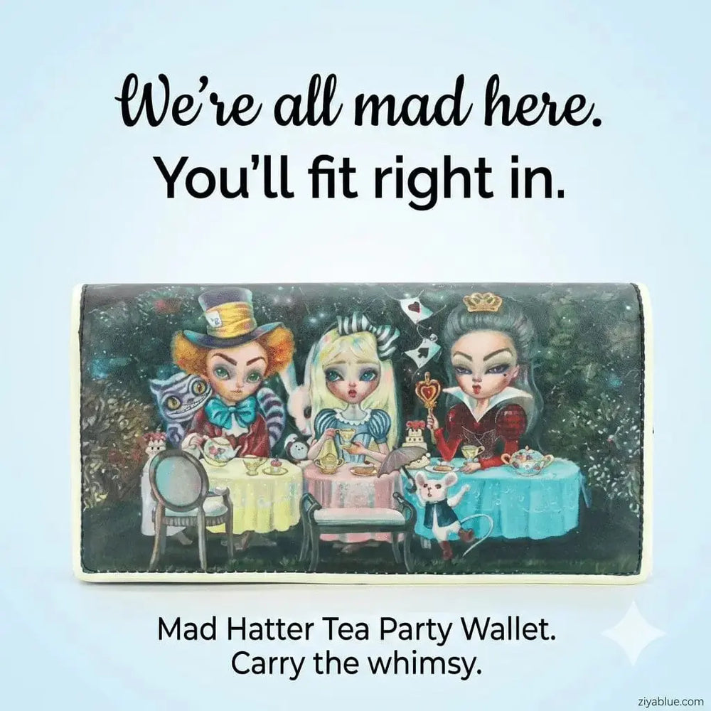 Alice In Wonderland Wallet | Vinyl Book Clutch Purse COMECO INC Ziya Blue