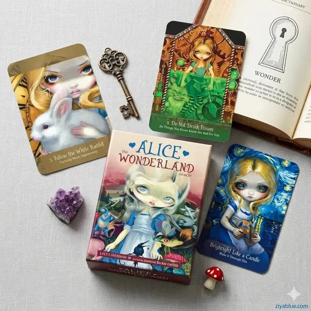 Alice in Wonderland Oracle Deck | 45-Card Guidance Set  Ziya Blue