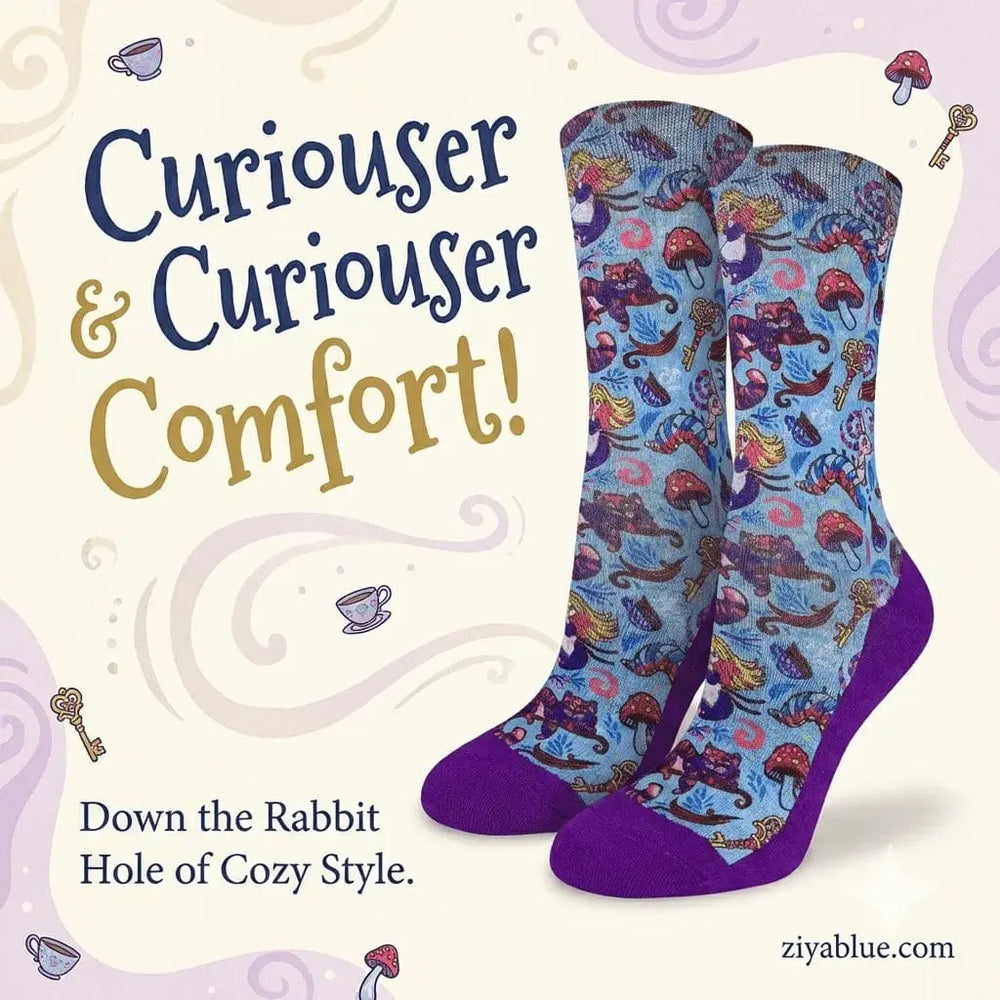 Alice in Wonderland Socks: Whimsical Style Good Luck Sock Ziya Blue