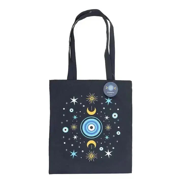All Seeing Eye Tote Bag: Mystical Moon & Star Carrier Something Different Ziya Blue