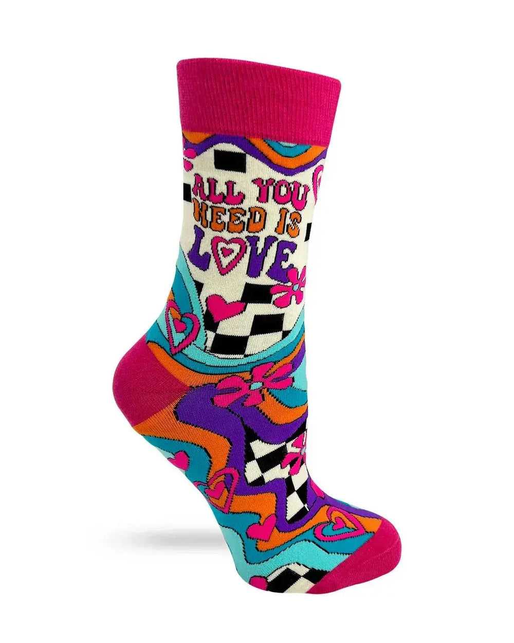 All You Need Love Socks: Retro Women's Crew Fabdaz Ziya Blue