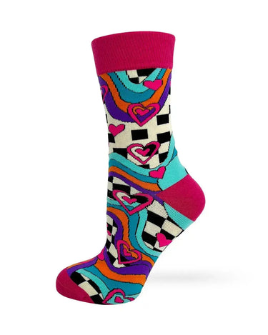 All You Need Love Socks: Retro Women's Crew Fabdaz Ziya Blue