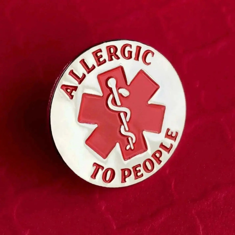 Allergic to People Pin: Introvert Enamel Badge Rad Girl Creations Ziya Blue