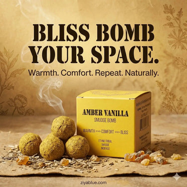 Amber Vanilla Smudge Bombs: 5-Pack Ritual Kit Designs by Deekay Inc. Ziya Blue