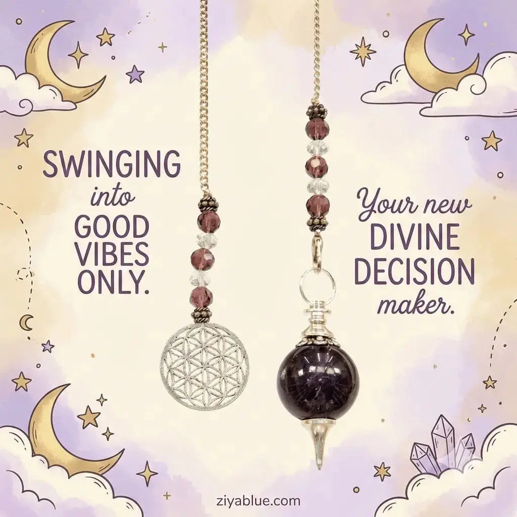 Amethyst Pendulum | Flower of Life Sacred Geometry Tool Kheops International Ziya Blue