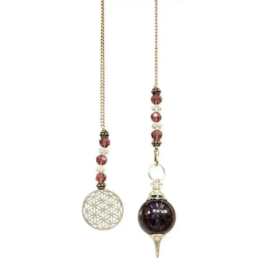 Amethyst Pendulum | Flower of Life Sacred Geometry Tool Kheops International Ziya Blue