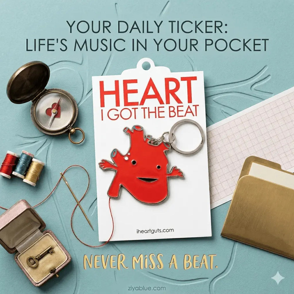 Anatomical Heart Keychain: I Got the Beat I Heart Guts Ziya Blue