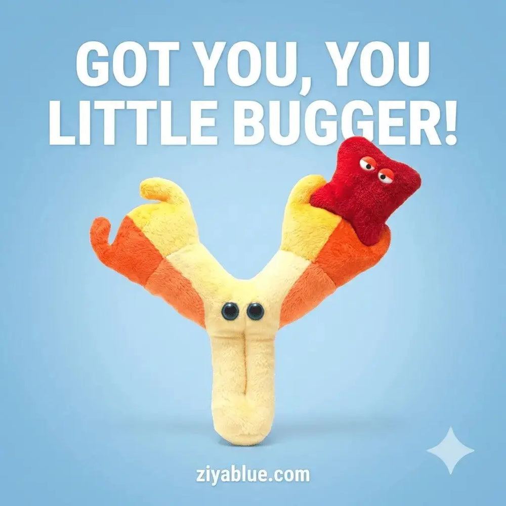 Antibody Plush Toy - The Immune System Superhero Giant Microbes Ziya Blue
