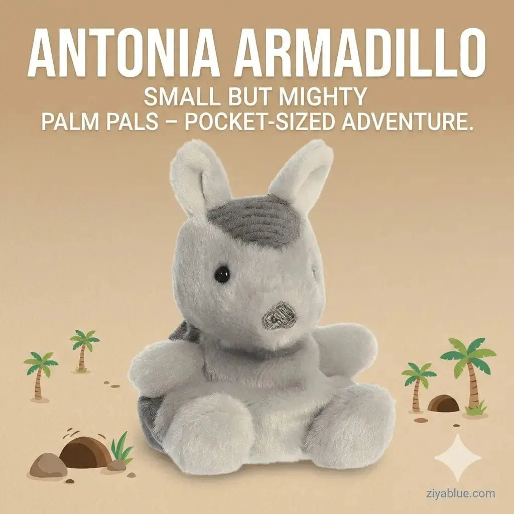 Antonia Armadillo Palm Pals – 5" Plush Aurora Ziya Blue