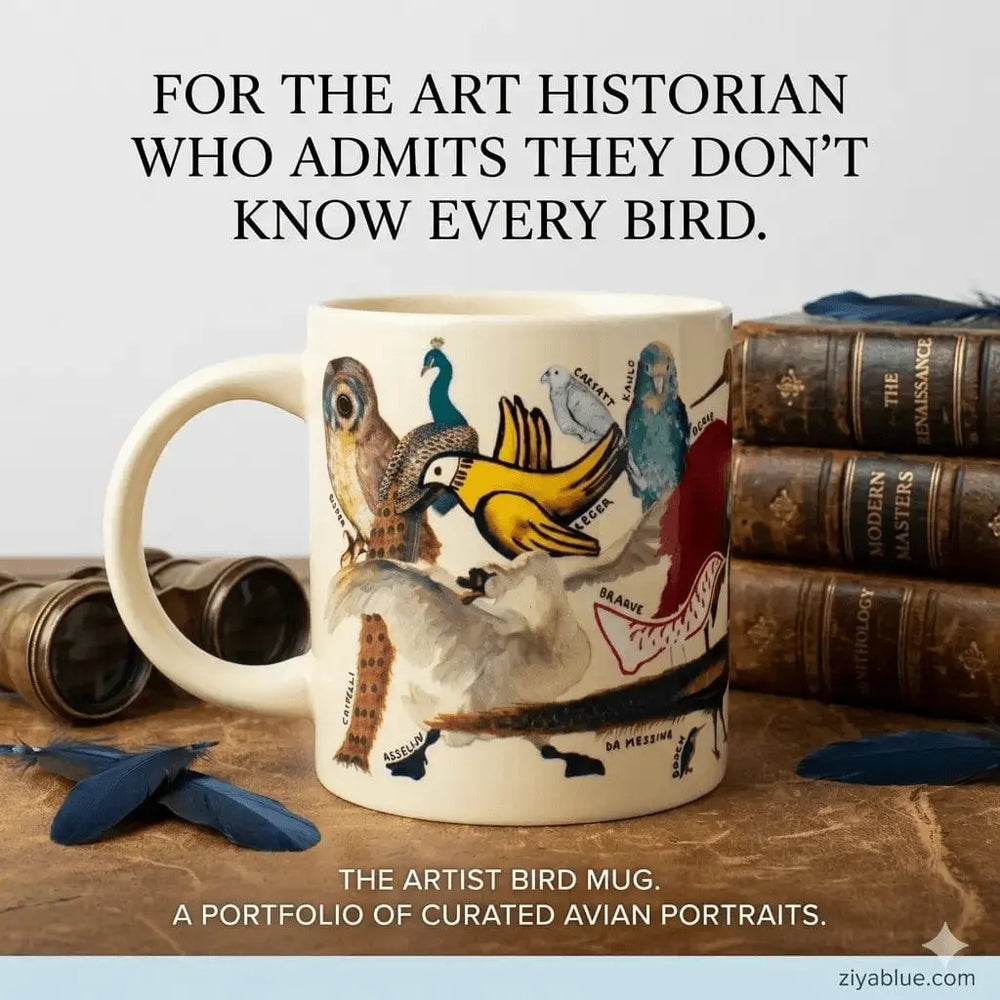 Artistic Bird Mug: The 22-Flight Masterpiece Unemployed Philosophers Guild Ziya Blue