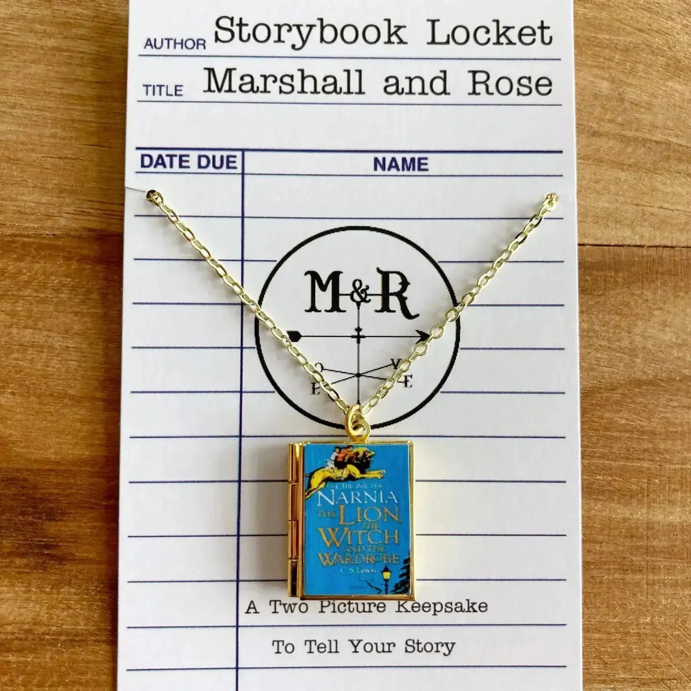 Aslan Book Locket: Magic Narnia Necklace Marshall and Rose Ziya Blue