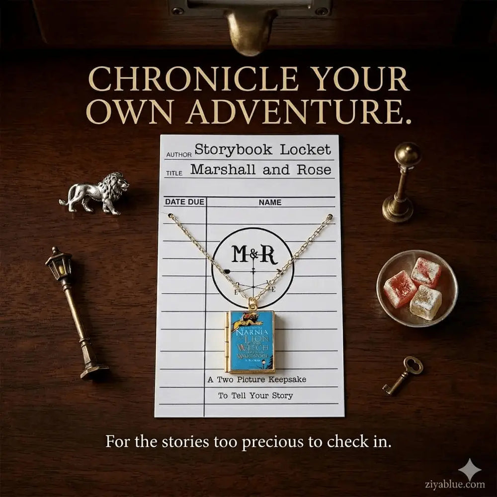 Aslan Book Locket: Magic Narnia Necklace Marshall and Rose Ziya Blue