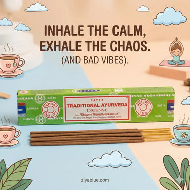 Ayurveda Incense Sticks: Satya Holistic Wellness 15g  Ziya Blue