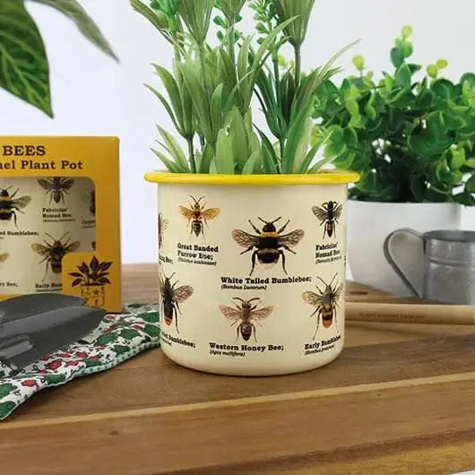 Bee Enamel Plant Pot - Buzz Into Plant Parenting Gift Republic Ziya Blue