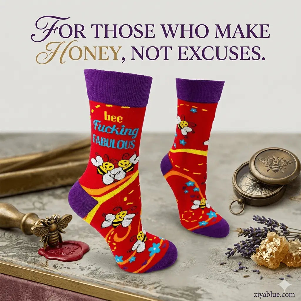 Bee Fucking Fabulous Socks for Women Fabdaz Ziya Blue