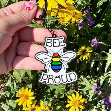 Bee Proud Enamel Keychain: The "Buzzing with Pride" Accessory 🏳️‍🌈🐝 Rainbow Certified Ziya Blue