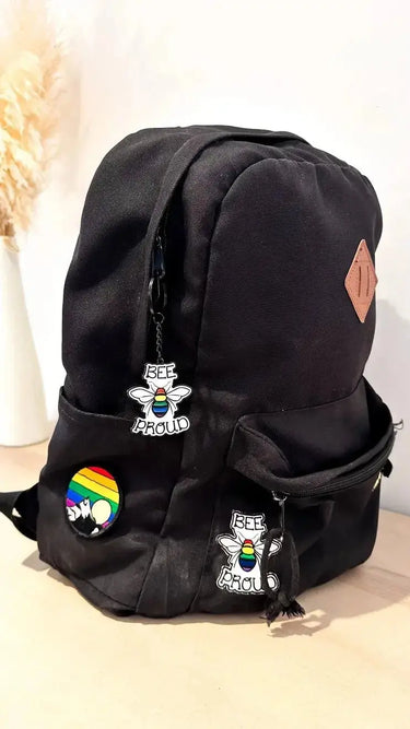 Bee Proud Enamel Keychain: The "Buzzing with Pride" Accessory 🏳️‍🌈🐝 Rainbow Certified Ziya Blue