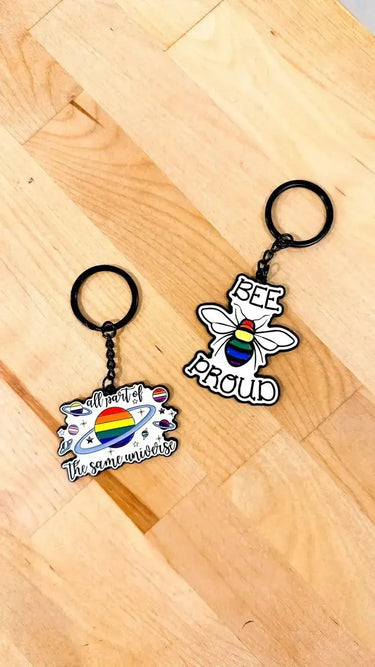 Bee Proud Enamel Keychain: The "Buzzing with Pride" Accessory 🏳️‍🌈🐝 Rainbow Certified Ziya Blue
