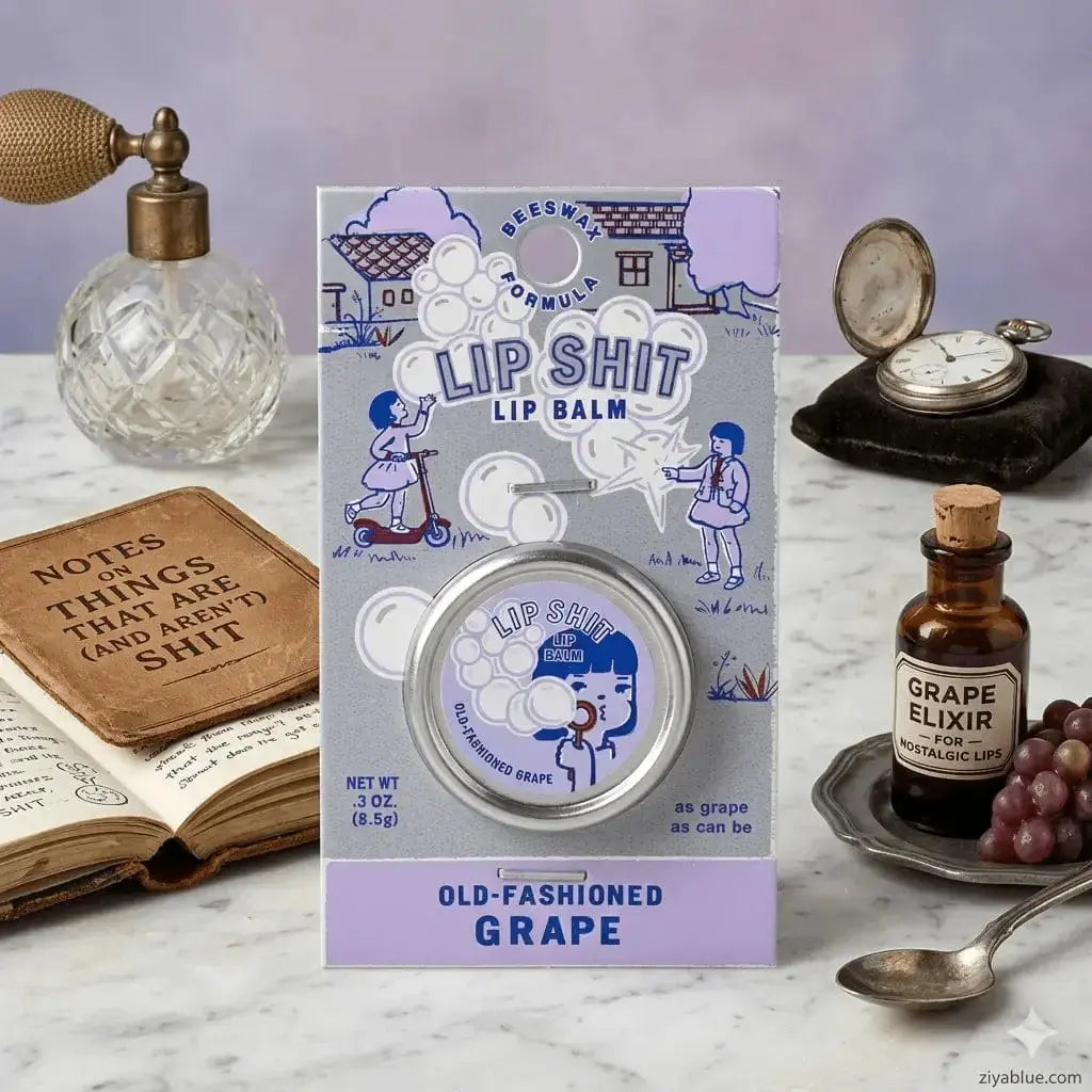 Beeswax Lip Balm | "Lip Shit" Fun Flavored 0.3 oz Tins Blue Q Ziya Blue