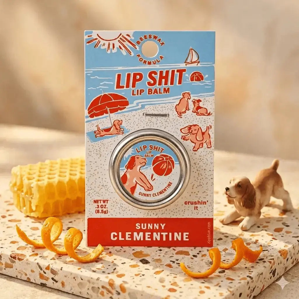 Beeswax Lip Balm | "Lip Shit" Fun Flavored 0.3 oz Tins Blue Q Ziya Blue