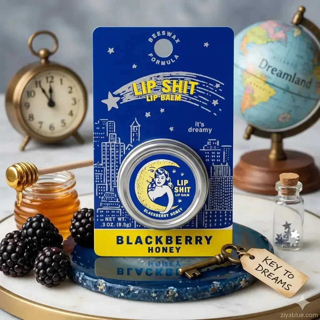 Beeswax Lip Balm | "Lip Shit" Fun Flavored 0.3 oz Tins Blue Q Ziya Blue