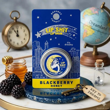 Beeswax Lip Balm | "Lip Shit" Fun Flavored 0.3 oz Tins Blue Q Ziya Blue
