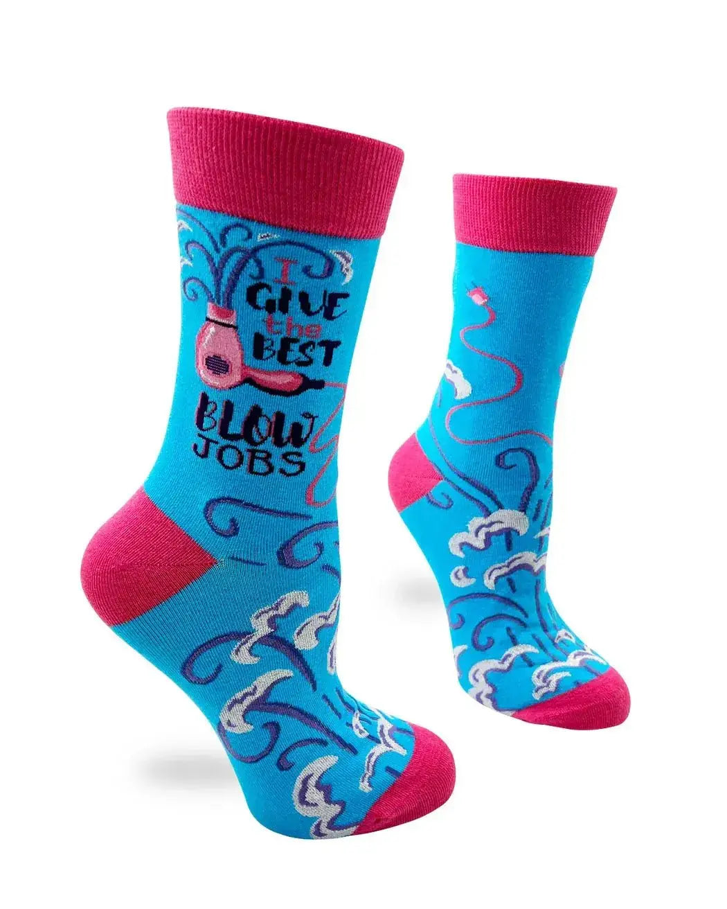 Best Blow Jobs Socks: Women's Funny Crew Fabdaz Ziya Blue